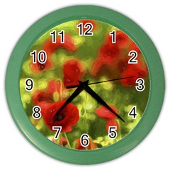 Poppy Vi Color Wall Clocks by colorfulartwork