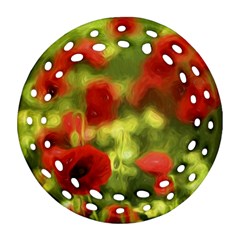 Poppy Vi Ornament (round Filigree)  by colorfulartwork