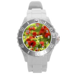 Poppy Vi Round Plastic Sport Watch (l) by colorfulartwork