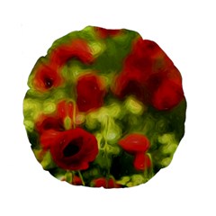 Poppy Vi Standard 15  Premium Round Cushions by colorfulartwork