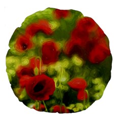 Poppy Vi Large 18  Premium Round Cushions by colorfulartwork