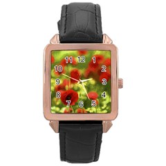 Poppy Vi Rose Gold Leather Watch  by colorfulartwork