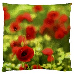 Poppy Vi Large Flano Cushion Case (one Side) by colorfulartwork