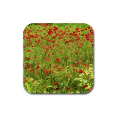 Poppy VII Rubber Square Coaster (4 pack) 