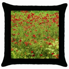 Poppy VII Throw Pillow Case (Black)