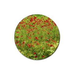 Poppy VII Rubber Round Coaster (4 pack) 