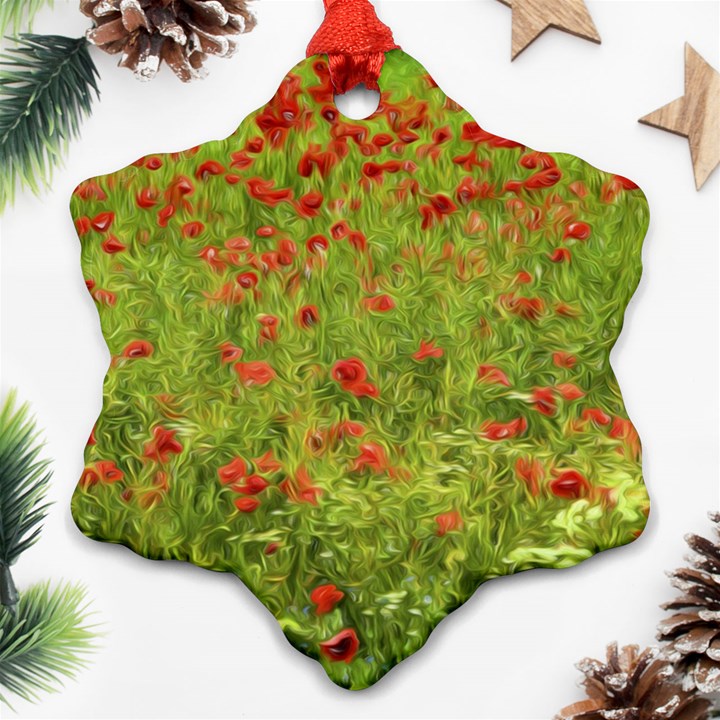 Poppy VII Snowflake Ornament (2-Side)