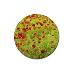 Poppy Viii Rubber Round Coaster (4 Pack)  by colorfulartwork