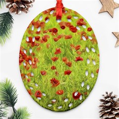 Poppy Viii Ornament (oval Filigree)  by colorfulartwork