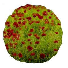 Poppy Viii Large 18  Premium Round Cushions by colorfulartwork