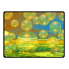 Golden Days, Abstract Yellow Azure Tranquility Fleece Blanket (small)