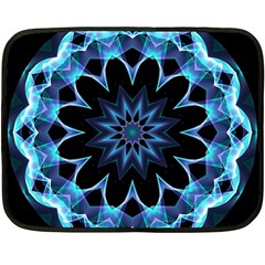 Crystal Star, Abstract Glowing Blue Mandala Fleece Blanket (mini) by DianeClancy