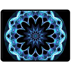 Crystal Star, Abstract Glowing Blue Mandala Fleece Blanket (large)  by DianeClancy