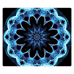 Crystal Star, Abstract Glowing Blue Mandala Double Sided Flano Blanket (small) 