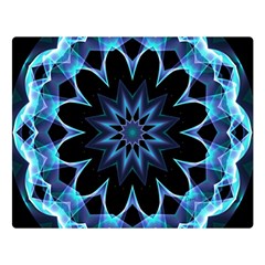 Crystal Star, Abstract Glowing Blue Mandala Double Sided Flano Blanket (large)  by DianeClancy