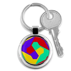 Colorful Misc Shapes                                                  			key Chain (round) by LalyLauraFLM