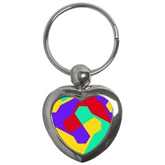 Colorful Misc Shapes                                                  			key Chain (heart) by LalyLauraFLM