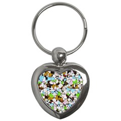 Brush Strokes On A White Background                                                   			key Chain (heart) by LalyLauraFLM