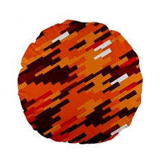 Brown Orange Shapes                                                    	standard 15  Premium Flano Round Cushion