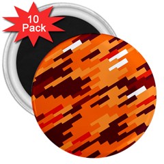 Brown Orange Shapes                                                    			3  Magnet (10 Pack) by LalyLauraFLM