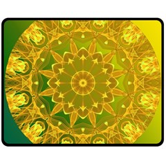 Yellow Green Abstract Wheel Of Fire Fleece Blanket (medium) 