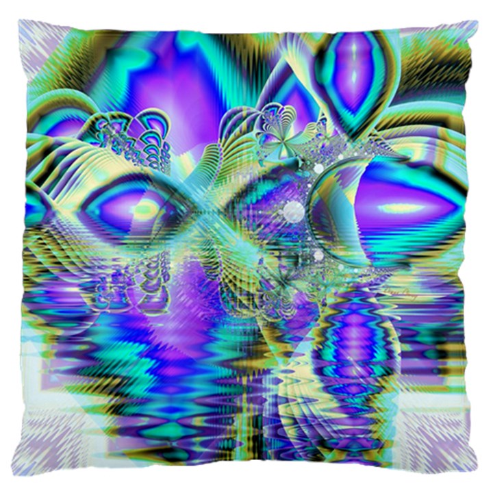 Abstract Peacock Celebration, Golden Violet Teal Standard Flano Cushion Case (Two Sides)