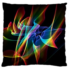 Aurora Ribbons, Abstract Rainbow Veils  Large Flano Cushion Case (two Sides)