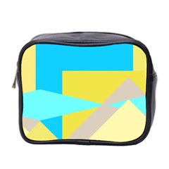 Blue yellow shapes                                                        Mini Toiletries Bag (Two Sides)