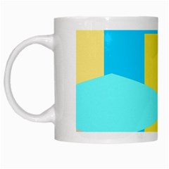 Blue Yellow Shapes                                                        White Mug by LalyLauraFLM