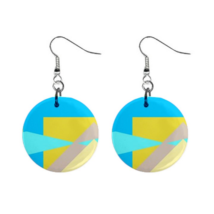 Blue yellow shapes                                                        			1  Button Earrings