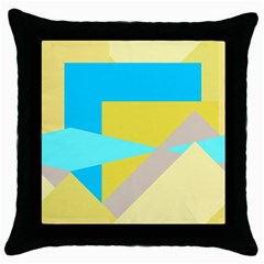 Blue yellow shapes                                                        			Throw Pillow Case (Black)