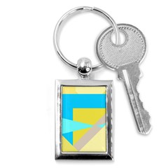 Blue Yellow Shapes                                                        			key Chain (rectangle) by LalyLauraFLM