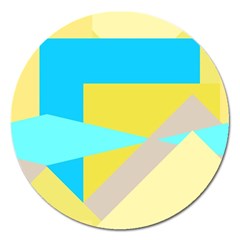 Blue yellow shapes                                                        			Magnet 5  (Round)