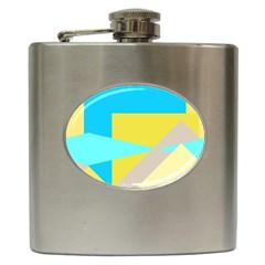 Blue yellow shapes                                                        			Hip Flask (6 oz)