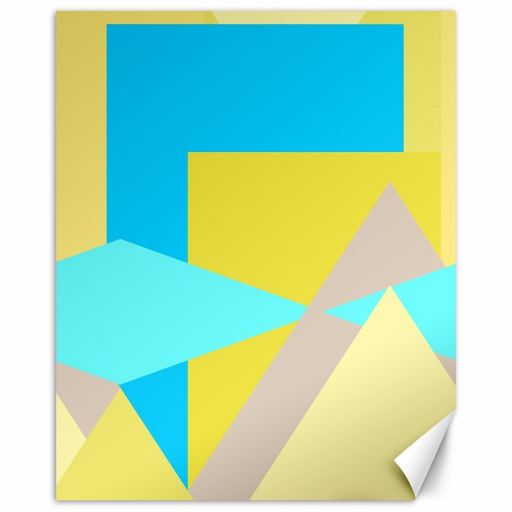 Blue yellow shapes                                                        			Canvas 16  x 20 