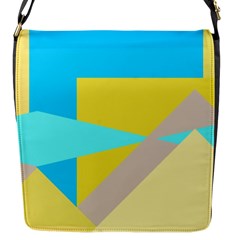 Blue yellow shapes                                                        			Flap Closure Messenger Bag (S)