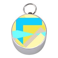 Blue Yellow Shapes                                                        			silver Compass (mini)