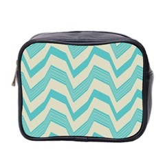 Blue Waves Pattern                                                         Mini Toiletries Bag (two Sides) by LalyLauraFLM