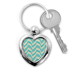 Blue Waves Pattern                                                         			key Chain (heart) by LalyLauraFLM