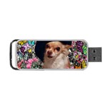 Chi Chi In Butterflies, Chihuahua Dog In Cute Hat Portable USB Flash (One Side) Front