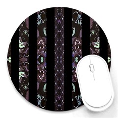 Oriental Floral Stripes Round Mousepads by dflcprints