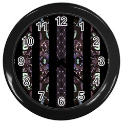 Oriental Floral Stripes Wall Clocks (black) by dflcprints