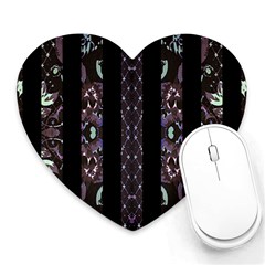 Oriental Floral Stripes Heart Mousepads by dflcprints