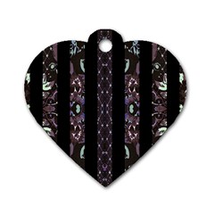 Oriental Floral Stripes Dog Tag Heart (one Side) by dflcprints