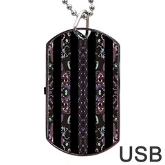 Oriental Floral Stripes Dog Tag Usb Flash (one Side) by dflcprints