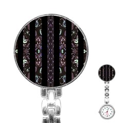 Oriental Floral Stripes Stainless Steel Nurses Watch by dflcprints