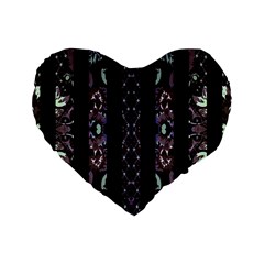 Oriental Floral Stripes Standard 16  Premium Flano Heart Shape Cushions