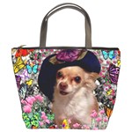 Chi Chi In Butterflies, Chihuahua Dog In Cute Hat Bucket Bags Front