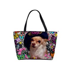 Chi Chi In Butterflies, Chihuahua Dog In Cute Hat Shoulder Handbags by DianeClancy