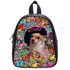 Chi Chi In Butterflies, Chihuahua Dog In Cute Hat School Bags (small)  by DianeClancy